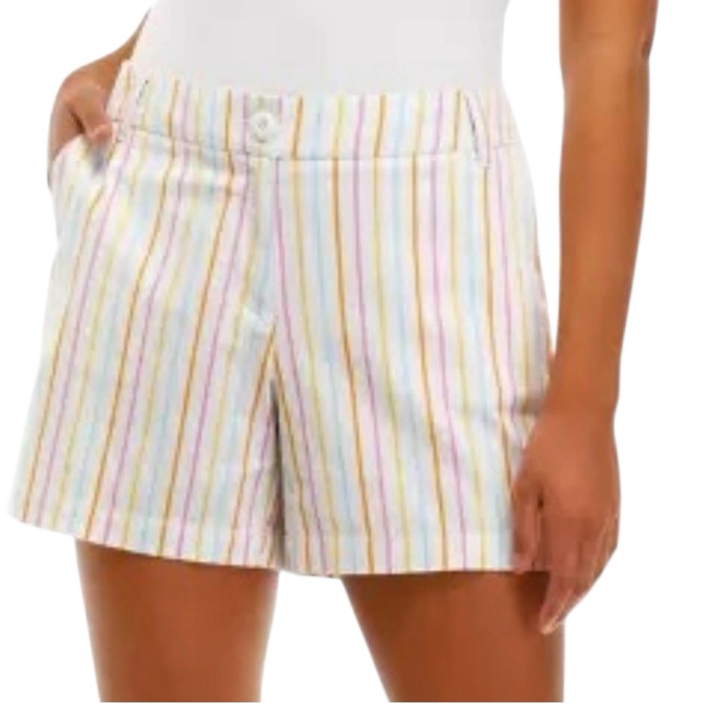 Crown & Ivy Caroline Striped Chino Shorts - Women’s Size 6 - Pastel Rainbow